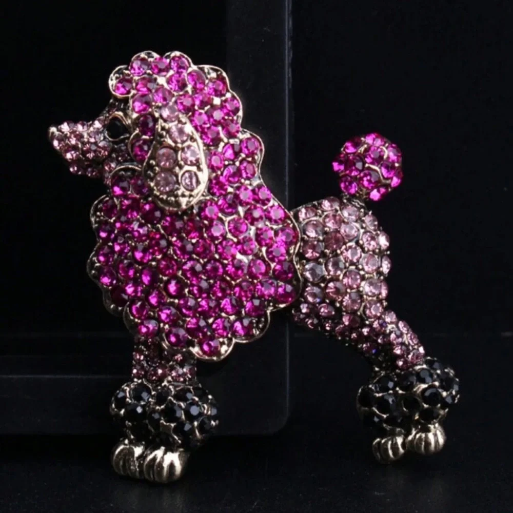 Poodle Dog Brooch, Pink Poodle Brooch, Poodle Jewelry